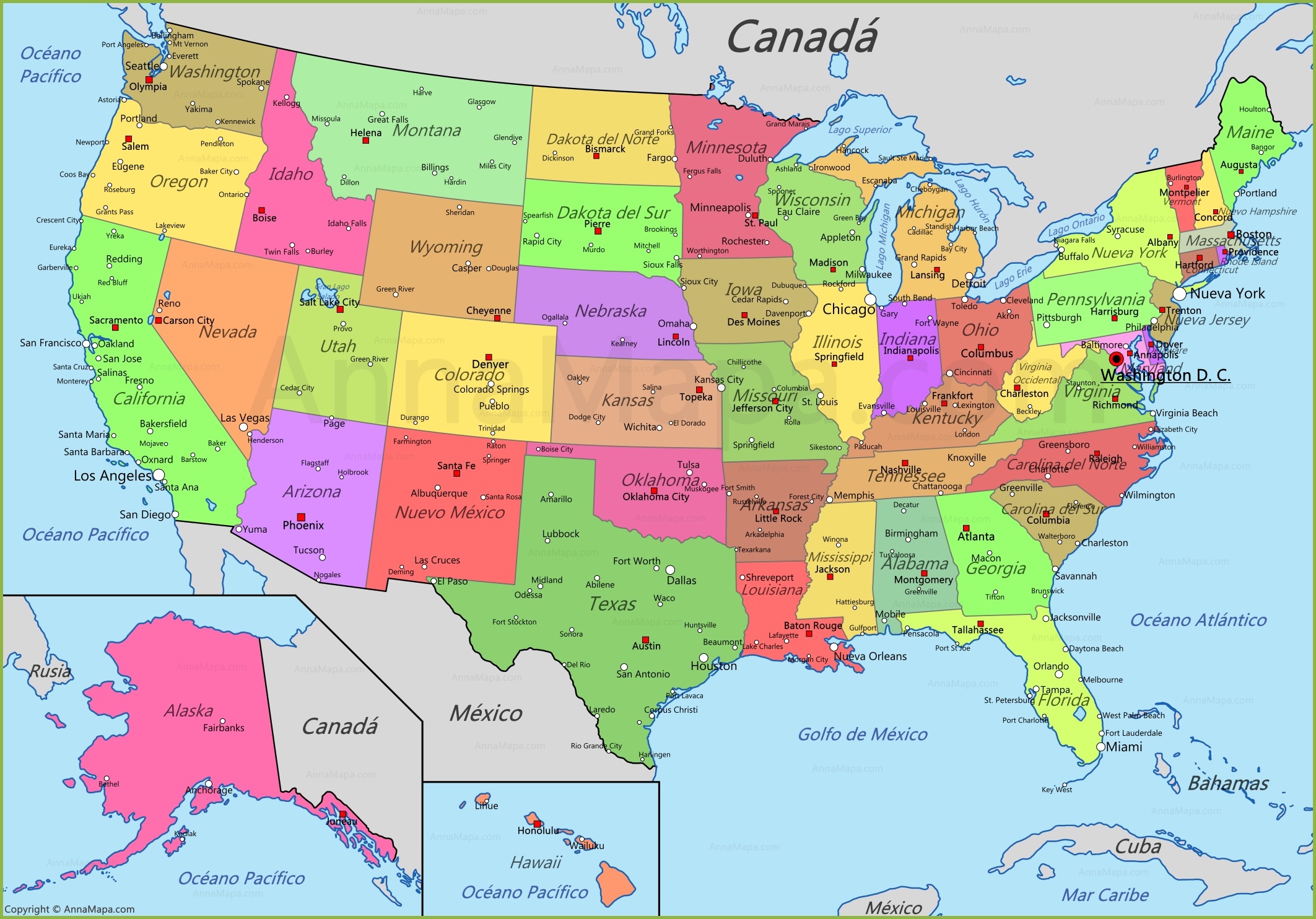 Mapa De Estados Unidos Con Sus Estados World Map